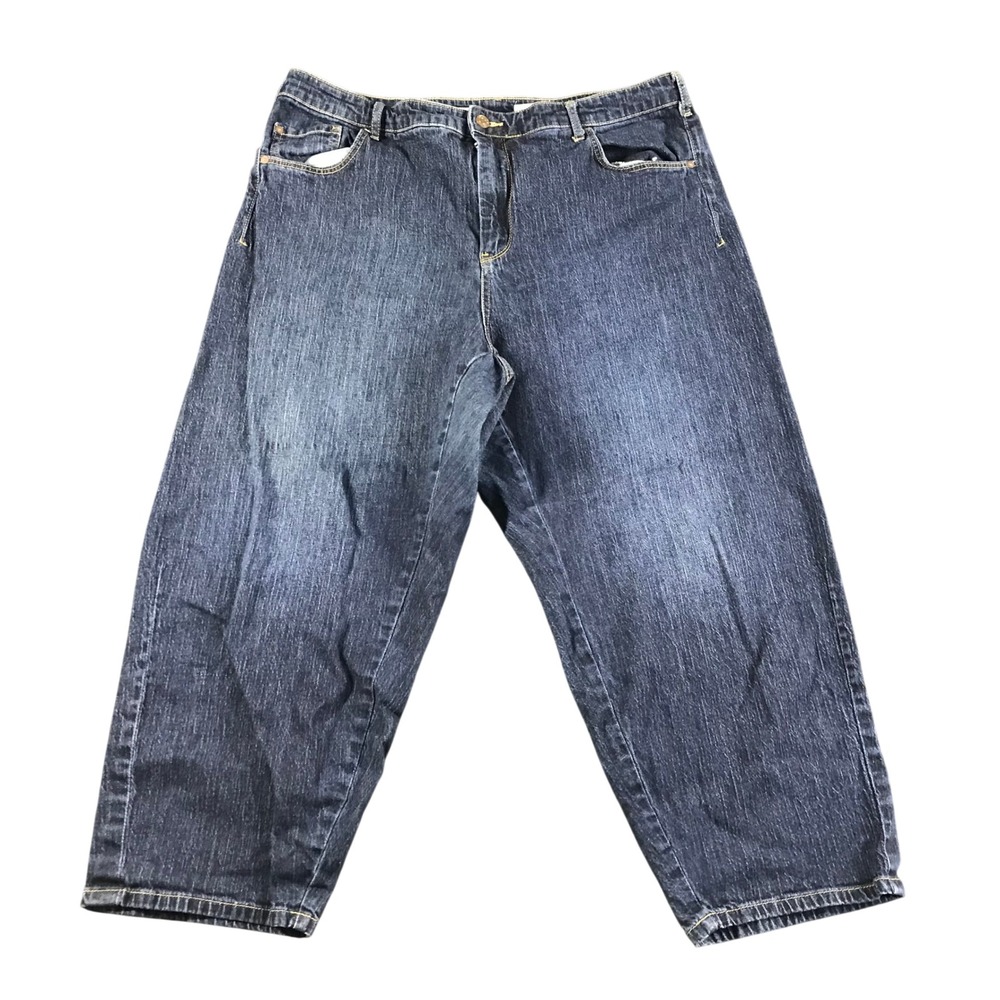 Pilcro Anthropologie Blue Wide Leg Crop Jeans Side Zip Plus Size 18W High Rise